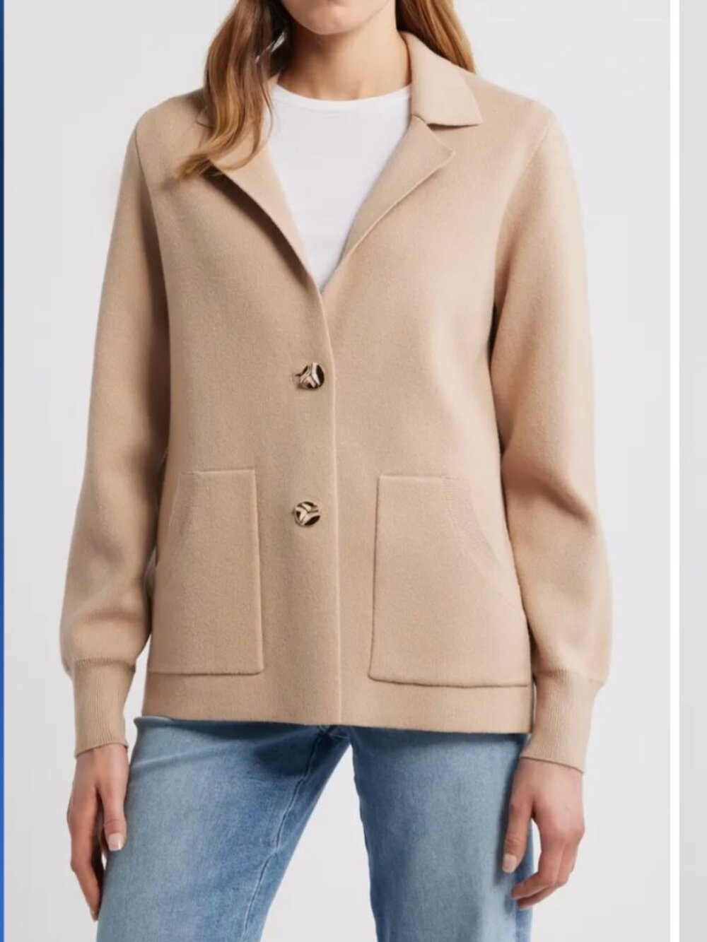 City Blues Stitch Fix Long Sleeve Sweater Blazer Tan Size 1X NWT